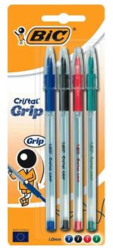 BIC CRISTAL GRIP SET 4 COLORI PUNTA 1MM