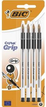 BIC CRISTAL GRIP NERO PUNTA MEDIA 1MM